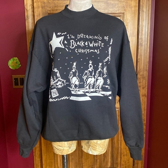 Vintage 80s Sweatshirt I'm Dreaming of a Black & White Christmas 3 kings 
OS - Picture 8 of 13